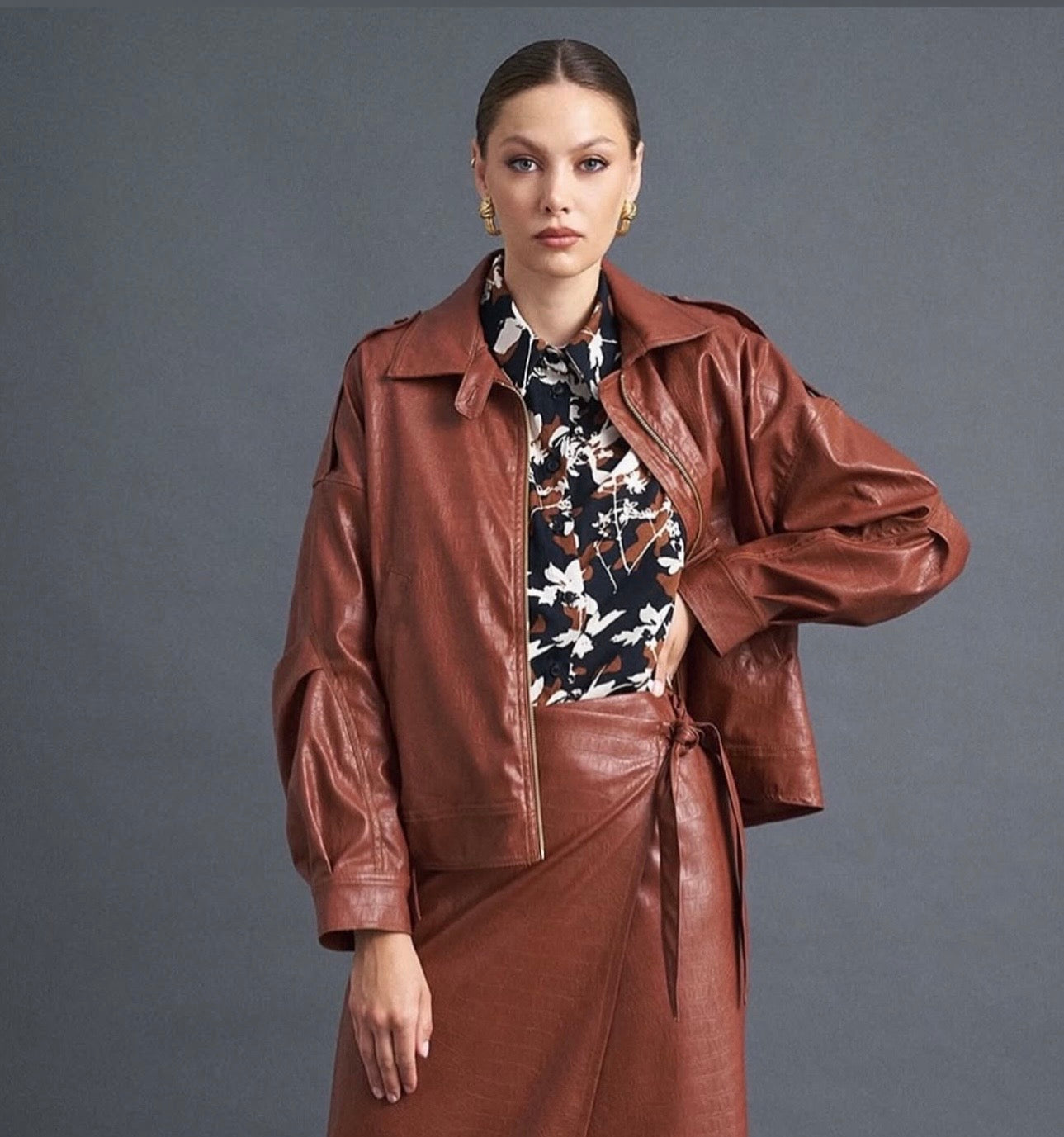 Τζάκετ με όψη δέρματος