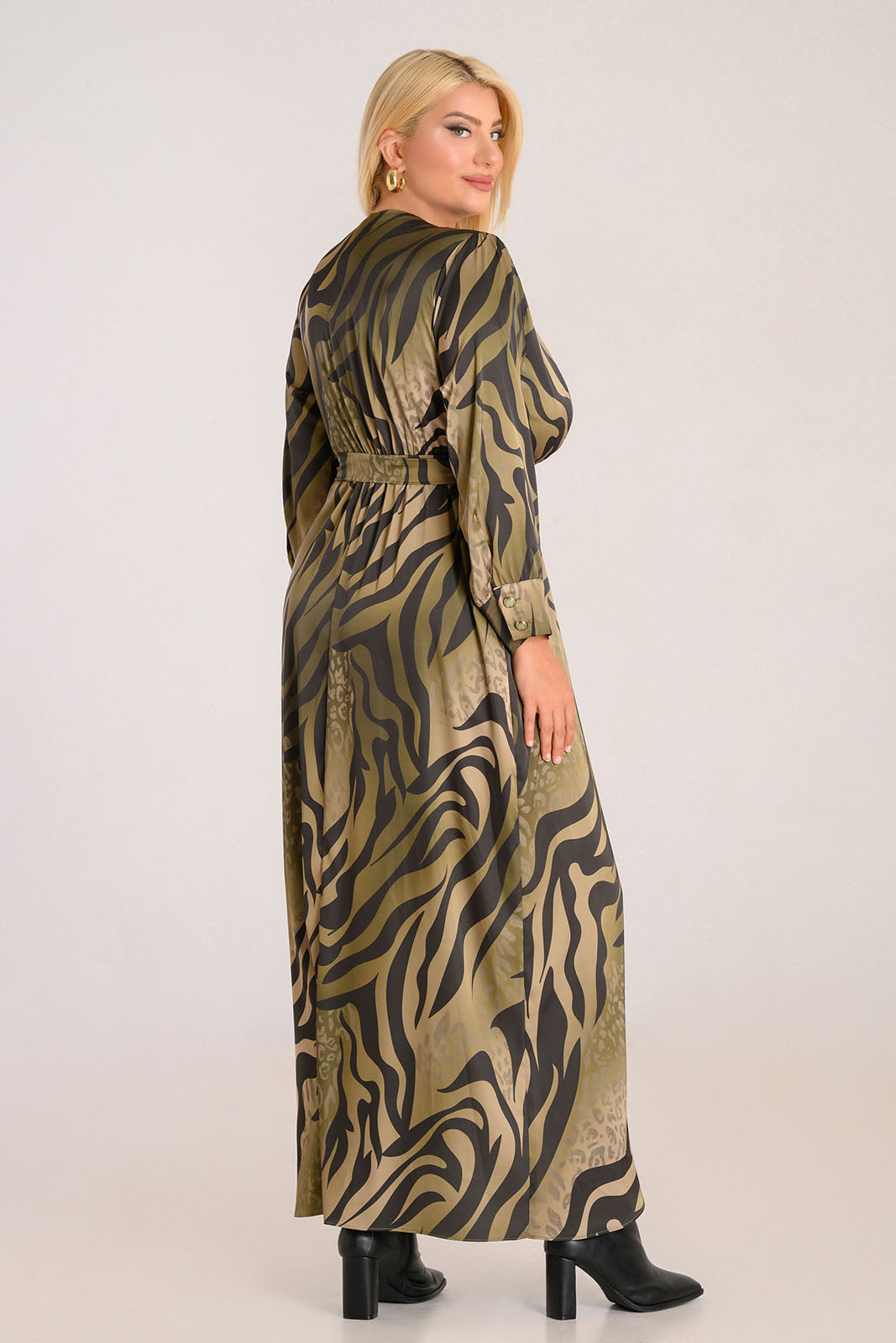 Φόρεμα Plus Size Maxi Animal Print - Silky Collection
